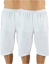 Casual Nights Men's Mesh Long Boxer Shorts 2 Pack - White