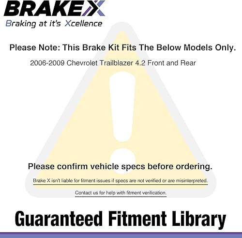 Miniatura 7 de Brake X Kit de rotores de freno de repuesto para Chevrolet Trailblazer 4.2 2006 2007 2008 2009  Rotores delanteros y traseros recubiertos Aegis