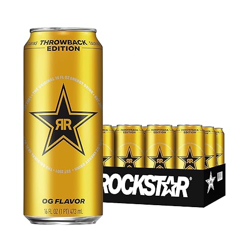 Rockstar Bebida energética, edición Throwback O.G., 16 onzas líquidas (paquete de 12) - El embalaje puede variar