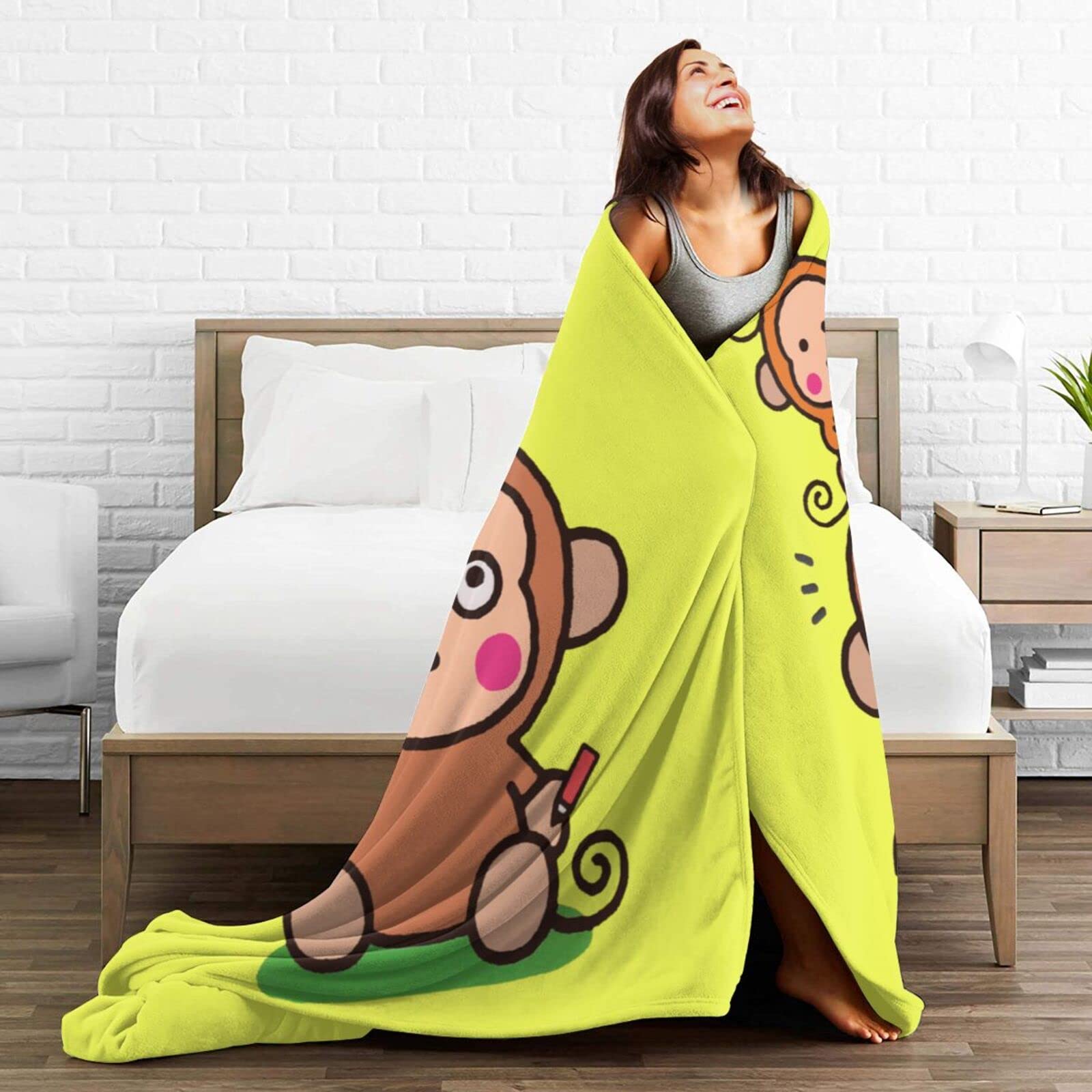 Amazon｜おさるのもんきち (1) オシャレ 毛布 ブランケット 大判