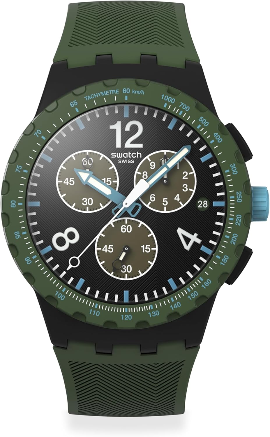 Swatch Unisex Casual Watch Green Polymer Quartz Olive Rush