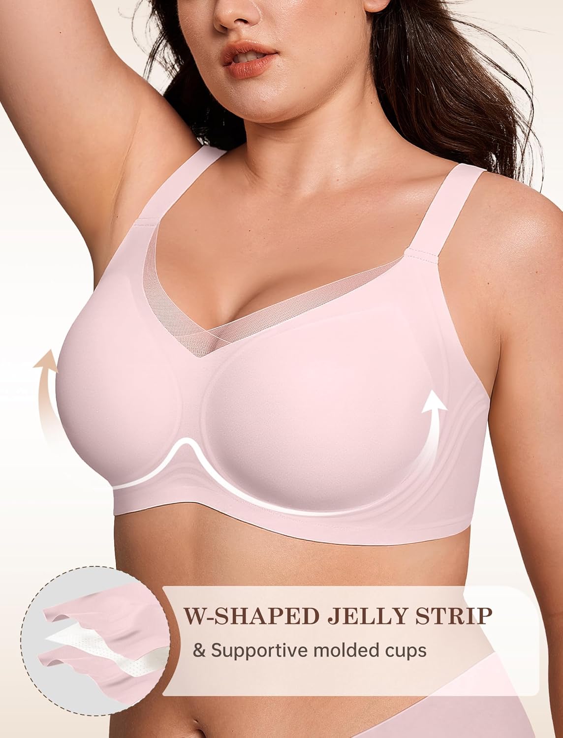 LetsJoli Lace V Seamless Bras for Women No Underwire Bralettes Push Up Wireless Supportive Full Coverage Everyday Bras