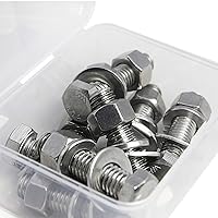 Vista 9 de SUNXULIMI Tornillos y tuercas de cabeza hexagonal de 1/4-20 x 1-1/4 pulgadas, tornillos, tuercas, arandelas de bloqueo plano, perno de cabeza