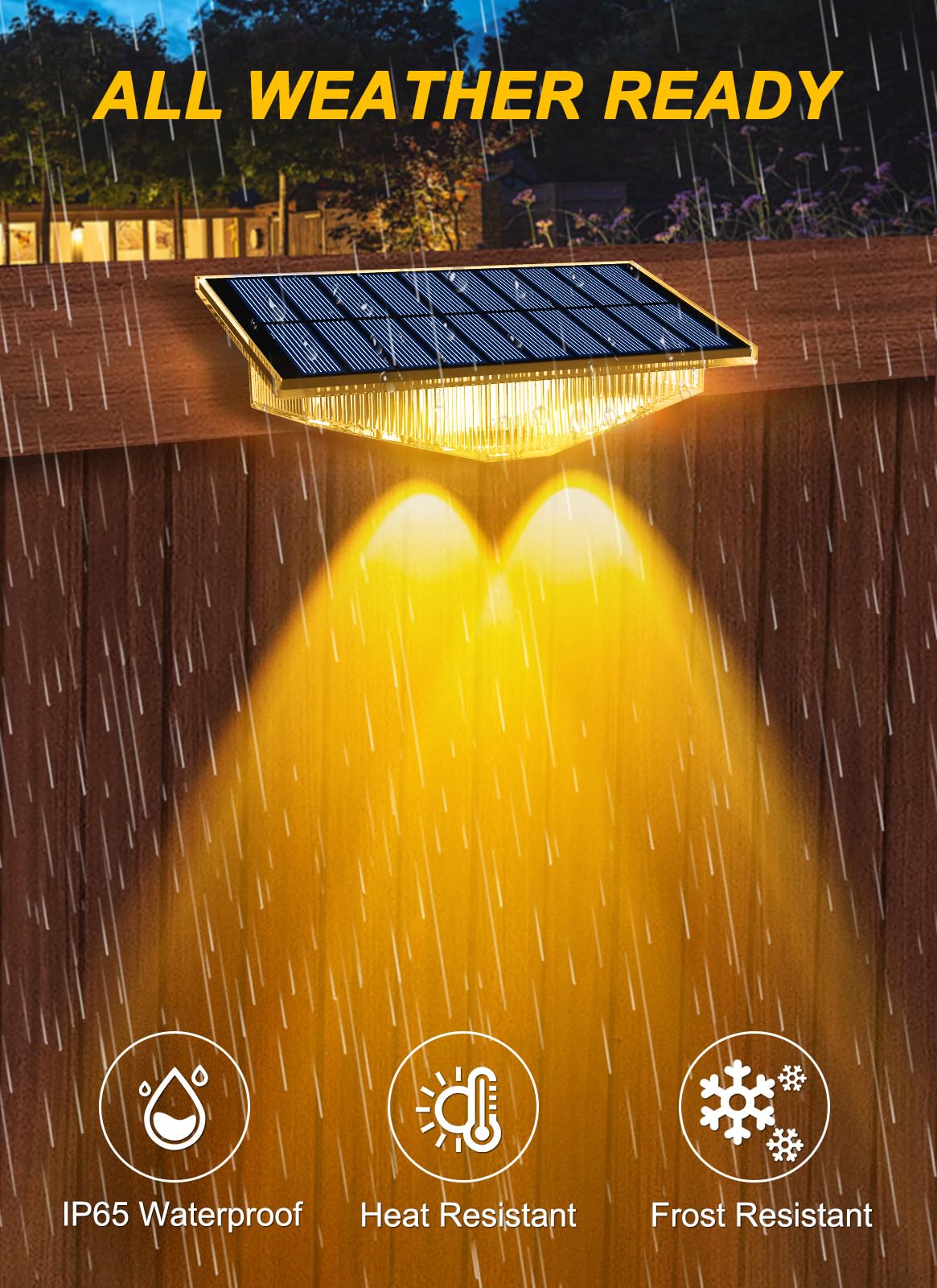 NATPOW Solar Fence Lights Outdoor Garden, Warm &Cool White Fence Wall Lights Outdoor Garden - Image 4