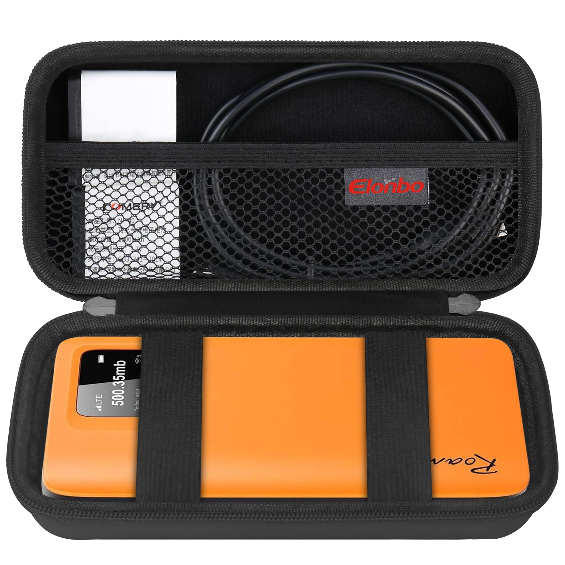 Elonbo Carrying Case for RoamWiFi 4G LTE Mobile Hotspot Router, R10 Router Travel Bag Worldwide Portable WiFi Storage Holder, Mesh Pocket Fits Cable, Black-image-37