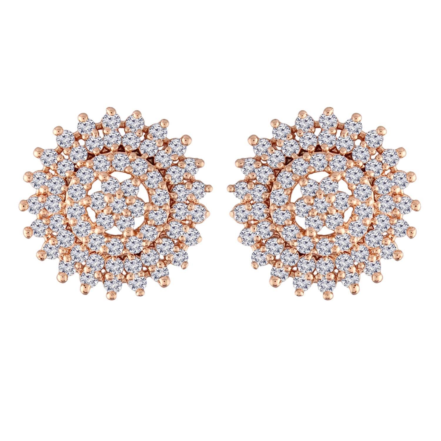 I Jewels Stylish Latest Fashion Rose Gold Plated Cubic Zirconia American Diamoand Round Stud Earrings For Women/Girls (E2886) (B09GM8FPLL) Amazon Price History, Amazon Price Tracker