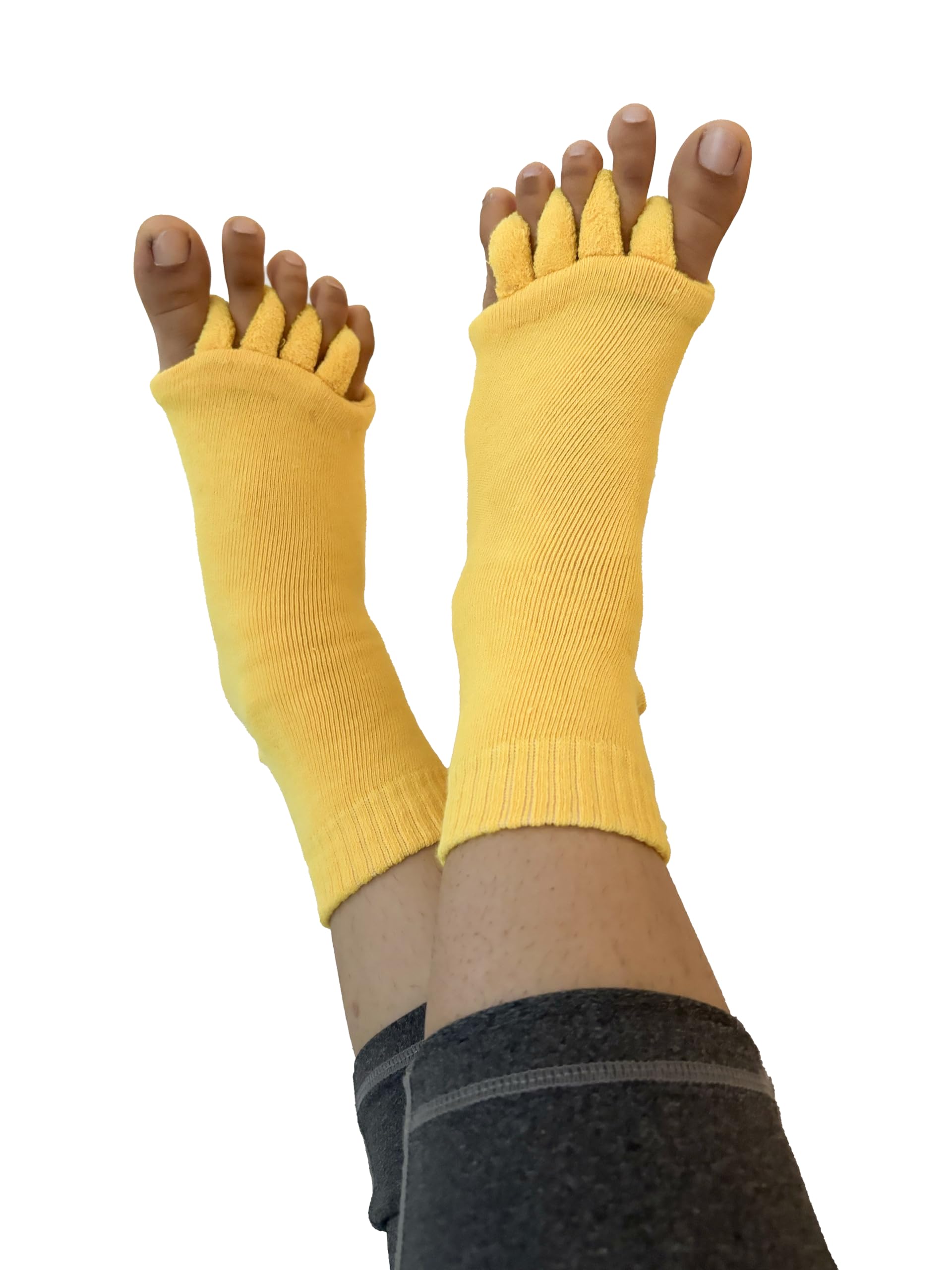EBZAK Spandex Yoga Sports Gym Foot Alignment Socks Five Toe Separator | The Ultimate Solution For Easing Foot Pain, Bunion For Men & Women | Foot Pain Releif (Yellow), One Size (B0CM144YWY) Amazon Price History, Amazon Price Tracker