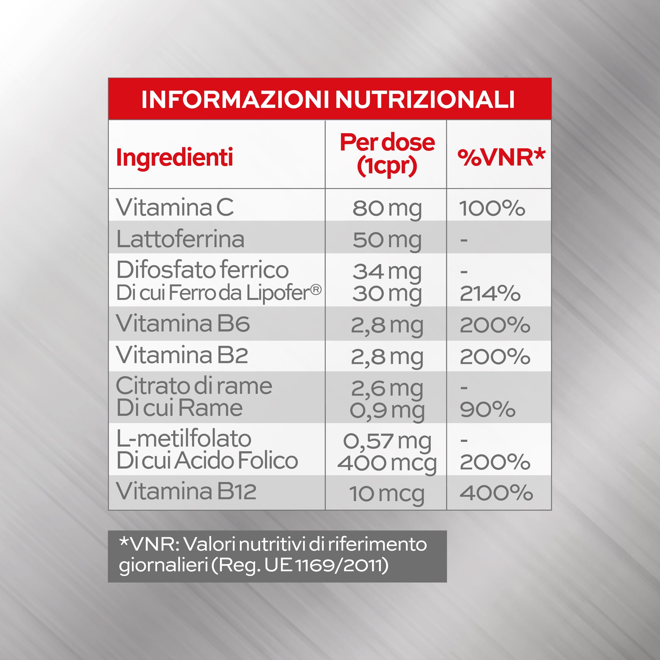 Romifer Ferro Forte Integratore Alimentare con Ferro da Lipofer Alto dosaggio, Lattoferrina, Vitamina C, Rame, Acido Folico e Vitamine B6, B2, B12, Gusto Arancia Made in Italy