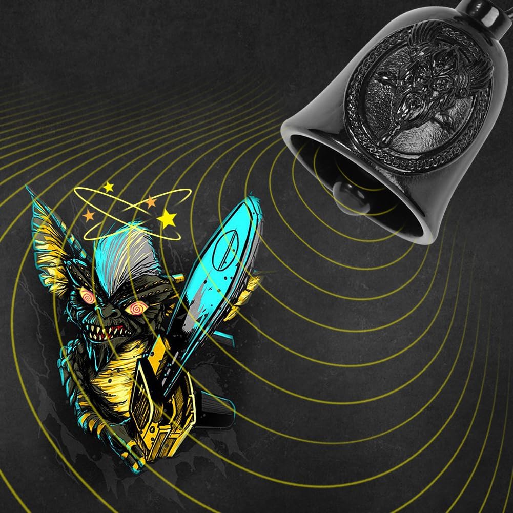 Motorcycle Bell: Viking Odin Nordic Gremlin Bells for Motorcycles - Guardian Bell Keychain with Key Ring | Biker Riding Accessory, Viking Gifts for Men and Women - Image 3