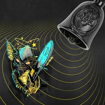 Motorcycle Bell: Viking Odin Nordic Gremlin Bells for Motorcycles - Guardian Bell Keychain with Key Ring | Biker Riding Accessory, Viking Gifts for Men and Women