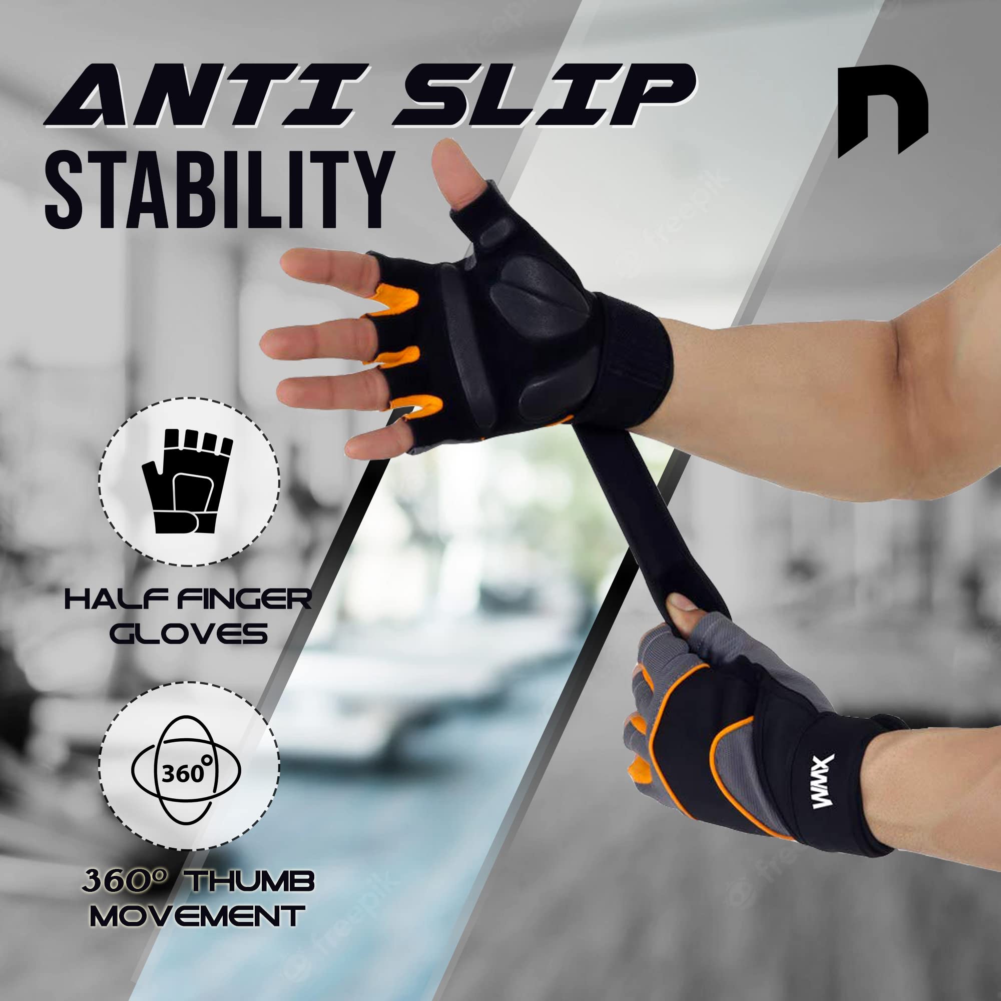NEVER LOSE Workout Gloves for Crossfit Training, Exercise Gloves with Wrist Wrap Support, Weight Lifting Gloves, Gym for Women/Men (Black1, XL) 4