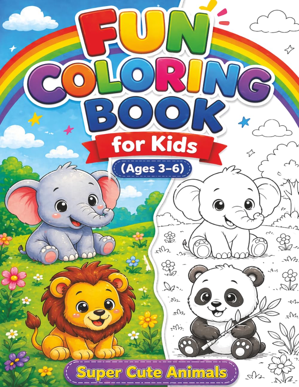 Fun Coloring Book for Kids: Super Cute Animals