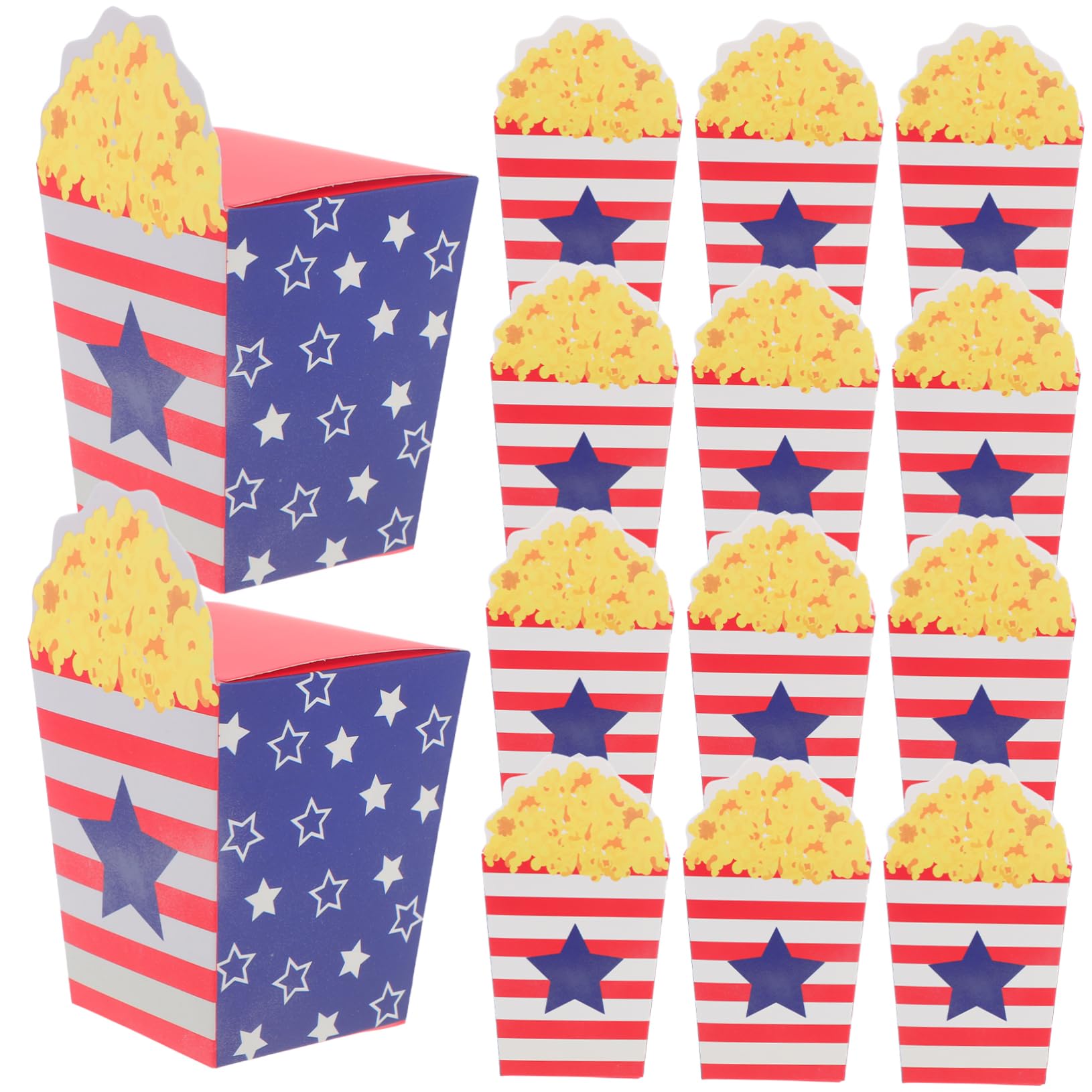 Warmhm 90 Stck. Teiliges Popcorn Box mit Design Papierschachteln für Popcorn Snacks und Süßigkeiten Vielseitig Einsetzbar für Independence Day Partys und Filmabende