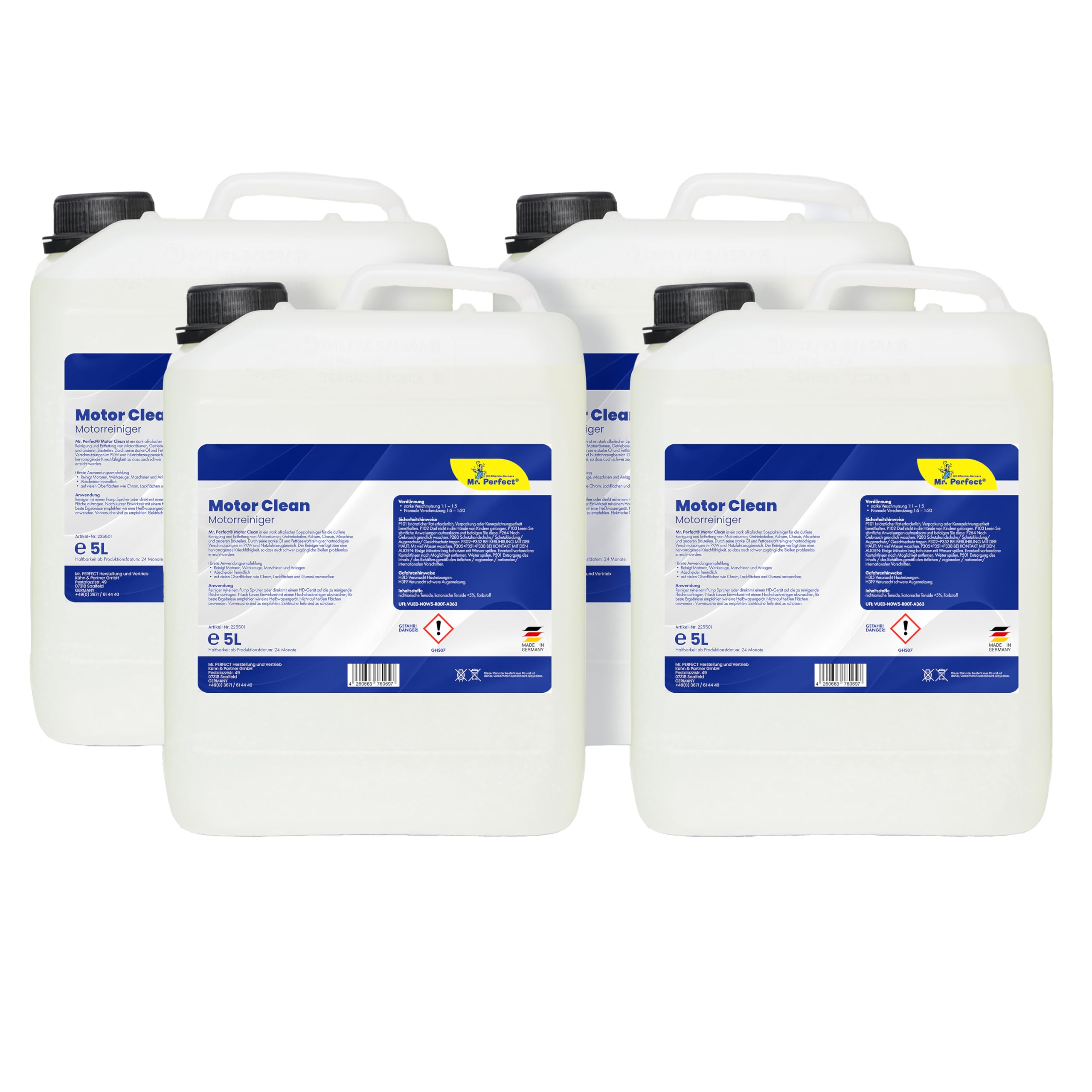 Mr. Perfect® Motorstar, 4 x 5L - Nettoyant pour moteurs, système et équipements, nettoyant de pièces pour enlever l'huile, la graisse, la suie