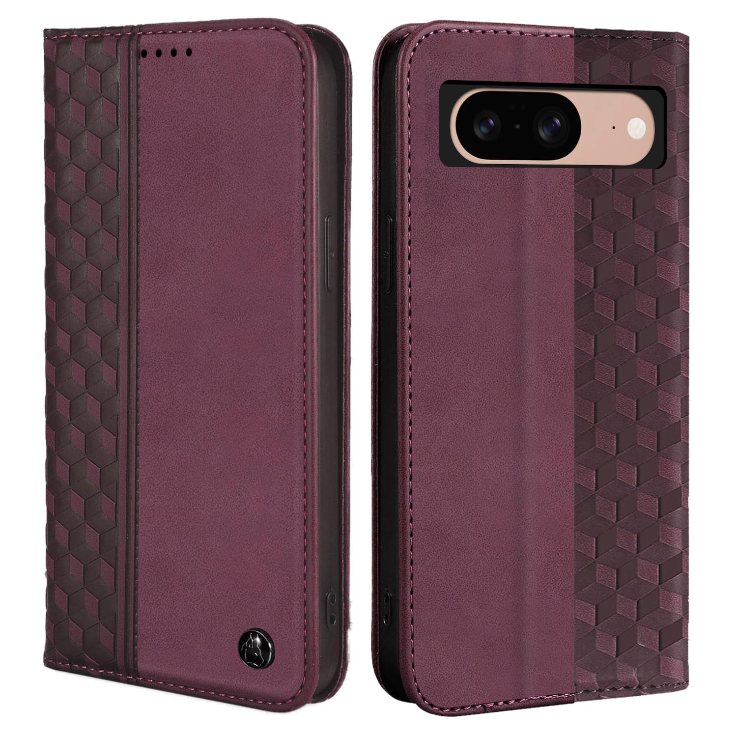 Wallet Case for Google Pixel 8 6.2 inch 2023 - [Strong Magnetic] PU Leather Folio Flip Case with Card Holder Kickstand Protective Phone Cover - Wine red