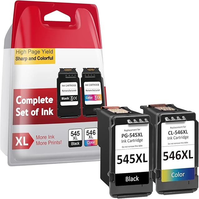 Sunnieink PG-545/CL-546 XL Replacement for Canon 545 546 Ink Cartridges Black & Colour for Pixma TS3150 TS3100 TS3300 TR4500 TS3450 MG2500 TS3350 MG2550s TR4550 MX495 iP2850 Printer (2-Pack)