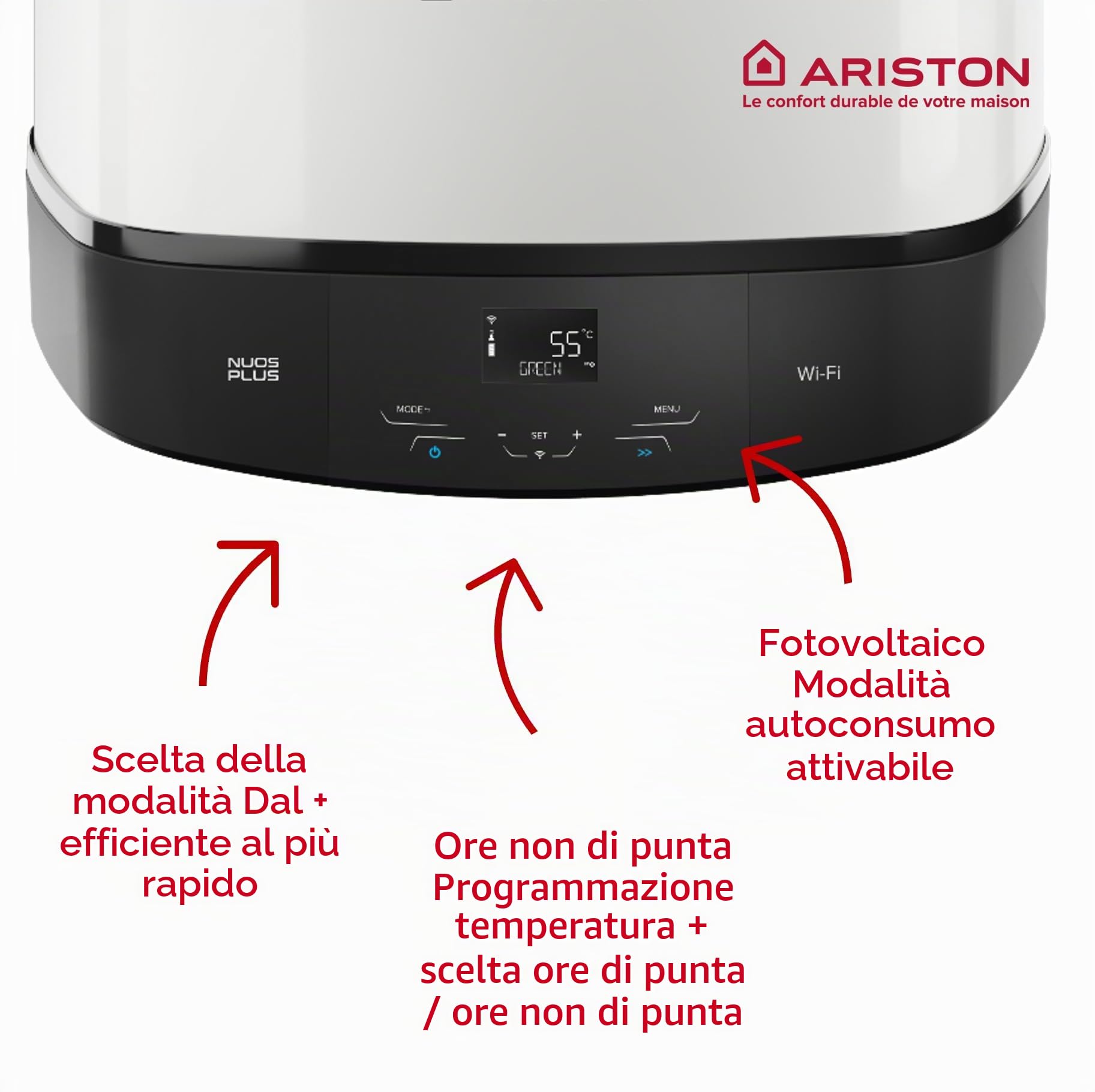 Ariston NUOS PLUS WIFI - Scaldabagno Termodinamico 110 litri - Risparmio energetico 80% - Funzione fotovoltaica - Progettato e realizzato per essere installato in Francia