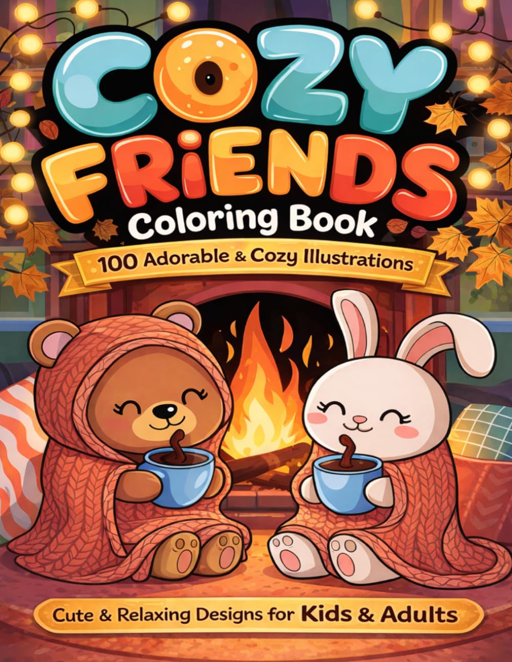 Cozy Friends Coloring Book: 100 Adorable & Cozy Illustrations for Relaxation and Fun: Cute and Relaxing Animal Designs for Kids and Adults, Stress Relief Coloring Book for Beginners and All Ages