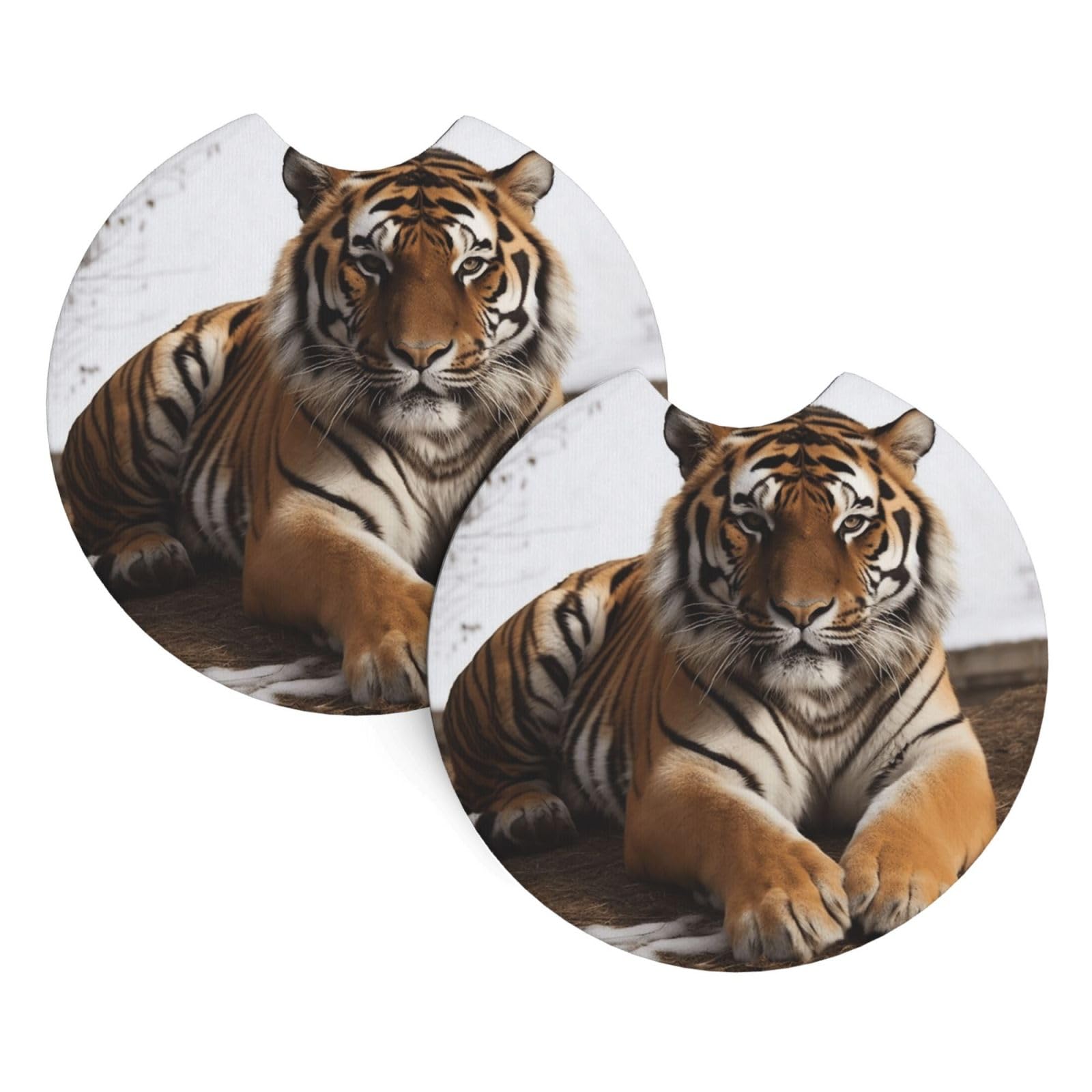 2PCS Car Coaster for Cup Holders Universal Auto Cup Mat Big Tiger Cup Coaster Pad 2.7" Waterproof Neoprene Non-Slip Cup Holder Coasters Car Interior Accessories for Women Men