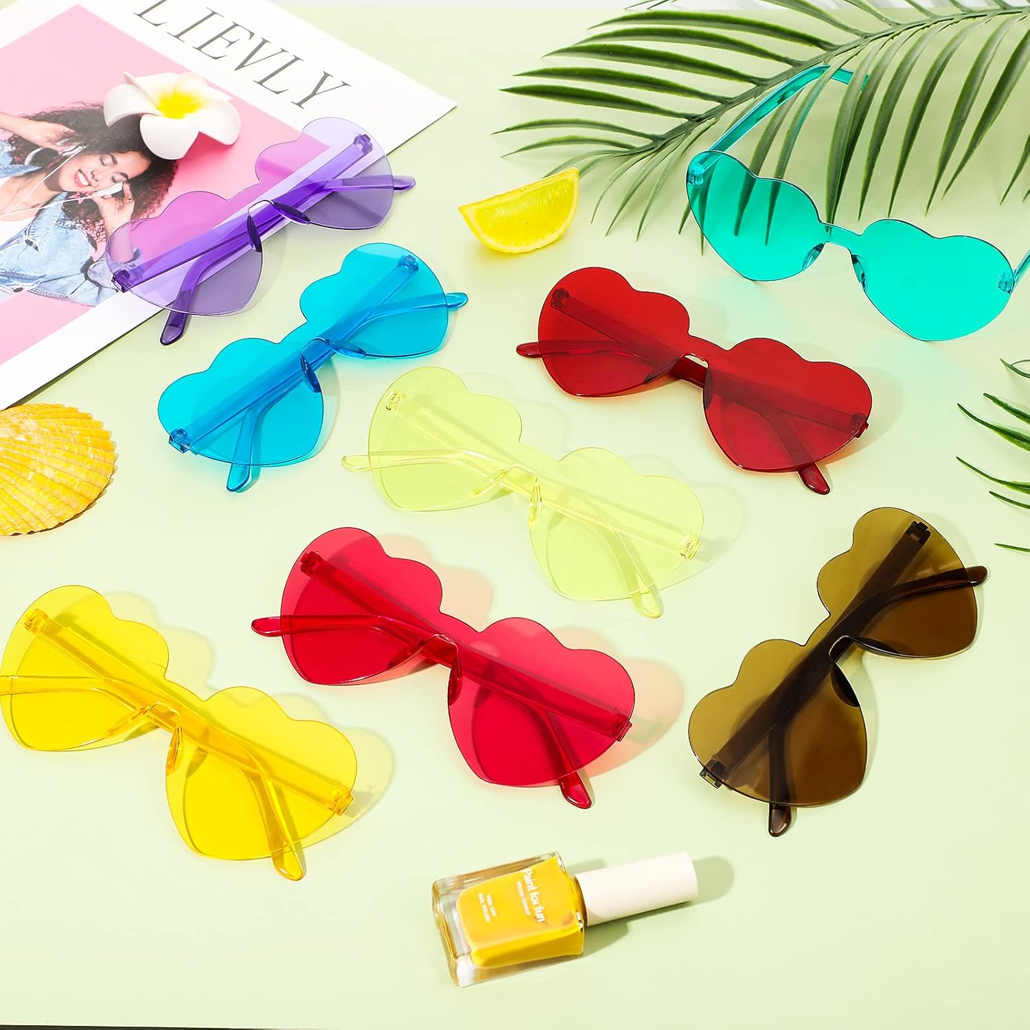 Flutesan 42 Pairs Valentine's Day Heart Shaped Sunglasses Bulk for Women Y2k Trendy Rimless Clear Heart Party Favor Glasses - Image 3