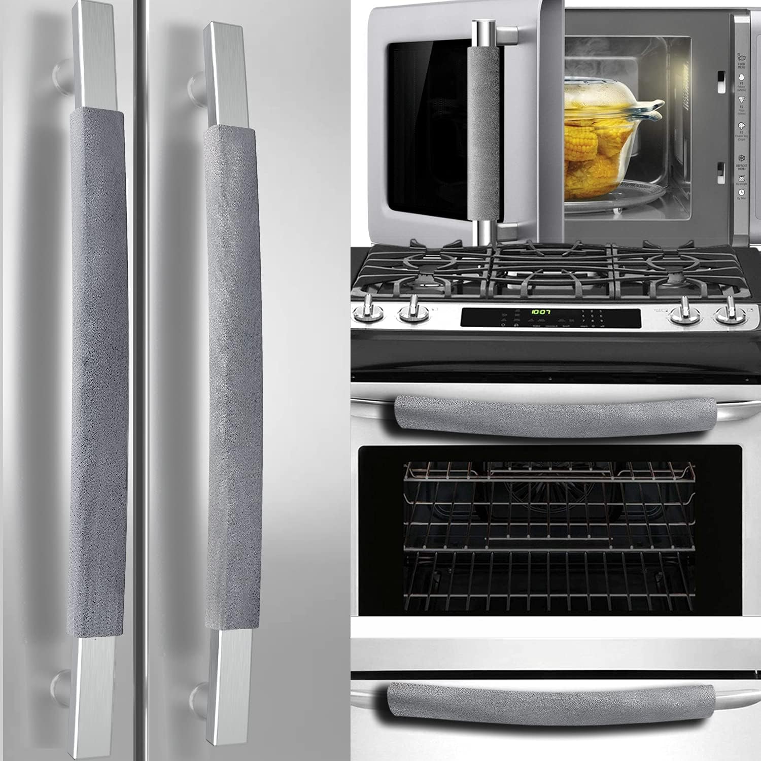 Volecy Refrigerator Door Handle Covers, Set of 5 Washable Cloth Decor Keep Appliance Clean for Fridge Microwave Stove Dishwasher Bathroom Handles Keep Off Liquid Stain Dirty Fingerprints(Grey Velvet) : Appliances