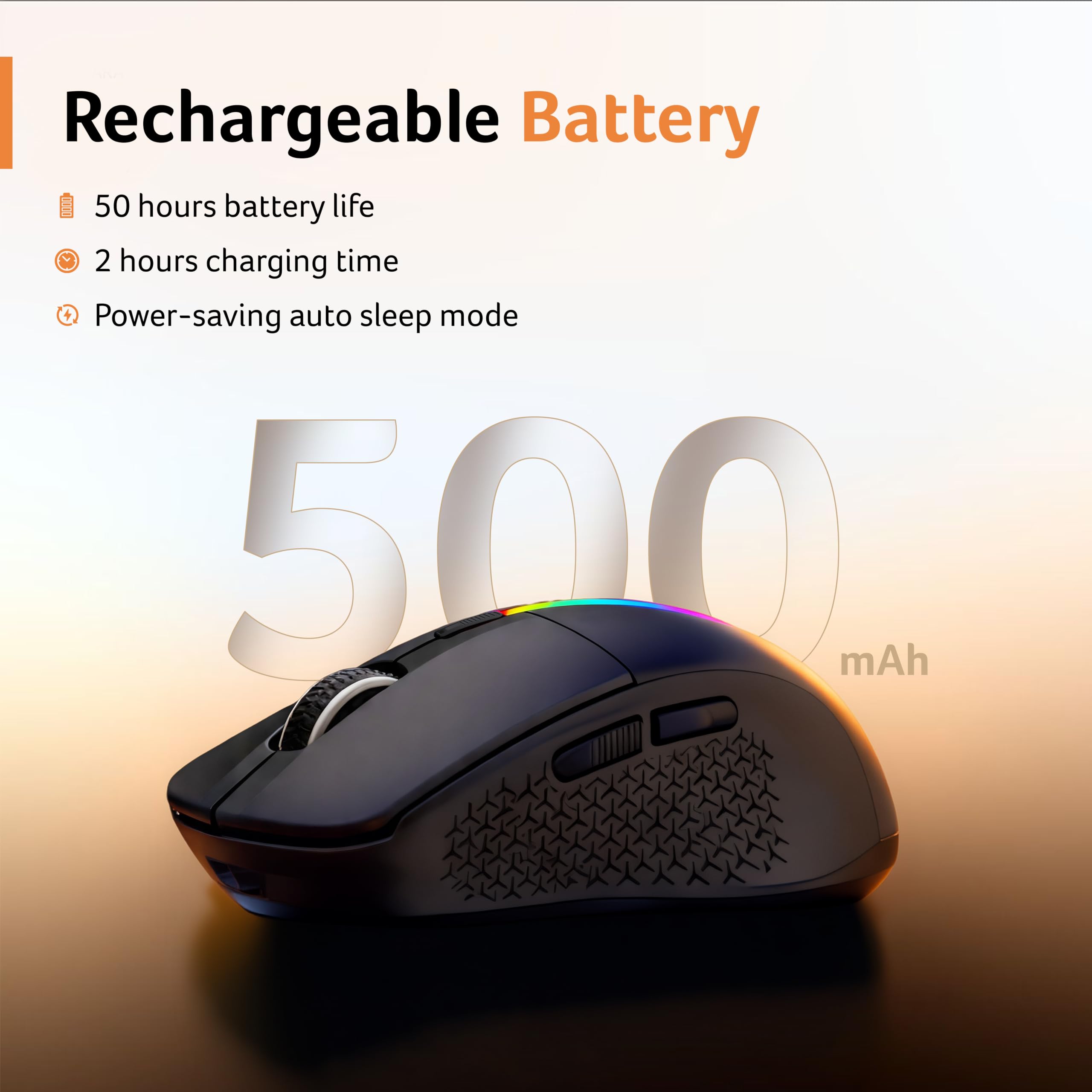 Acer Prism Dual Mode Wireless Mouse I 2.4G + Bluetooth I Silent Click I 3200 DPI (800-1200-2400-3200) I Rechargeable 500mAh I RGB LED I 6 Buttons I Lightweight 87g I Ergonomic Design for Laptop PC Mac — Amazon image 4