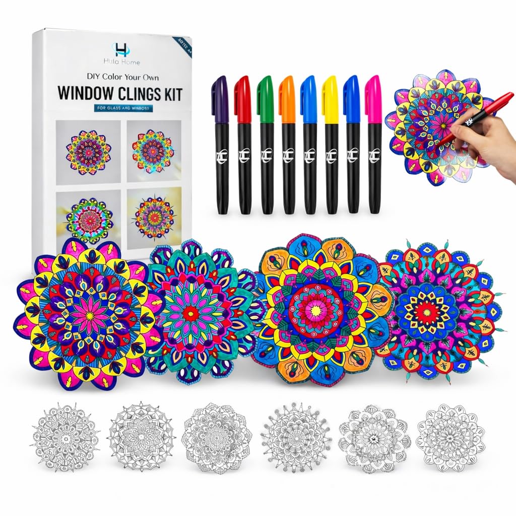 DIY Stained Glass Art Kit - Mandala Window Clings -1