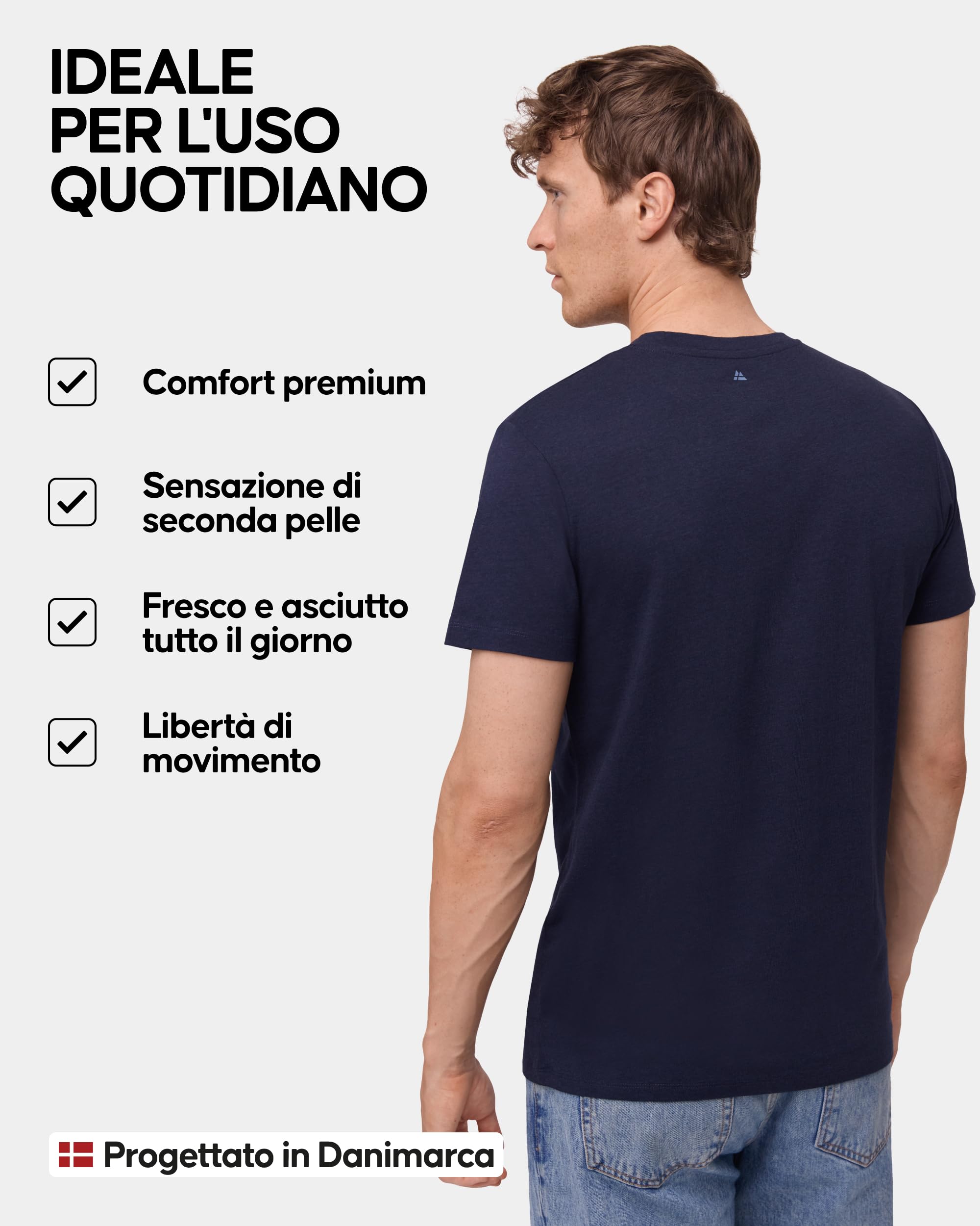 DANISH ENDURANCE T-Shirt Uomo Cotone, Scollo a V, Pacco da 1,2 o 4 | T-shirt uomo in cotone e modal, morbida e traspirante, senza etichetta, per uso quotidiano e sport leggero