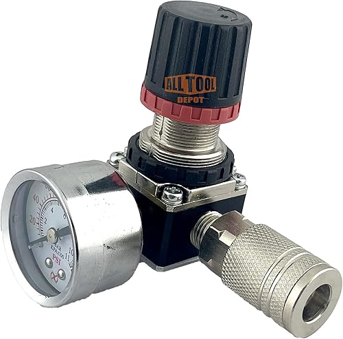 All Tool Depot CompatibleReemplazo para el regulador de compresor de aire Makita MAC2400 MAC5200 MAC700 con manómetro, kit de acoplador rápido