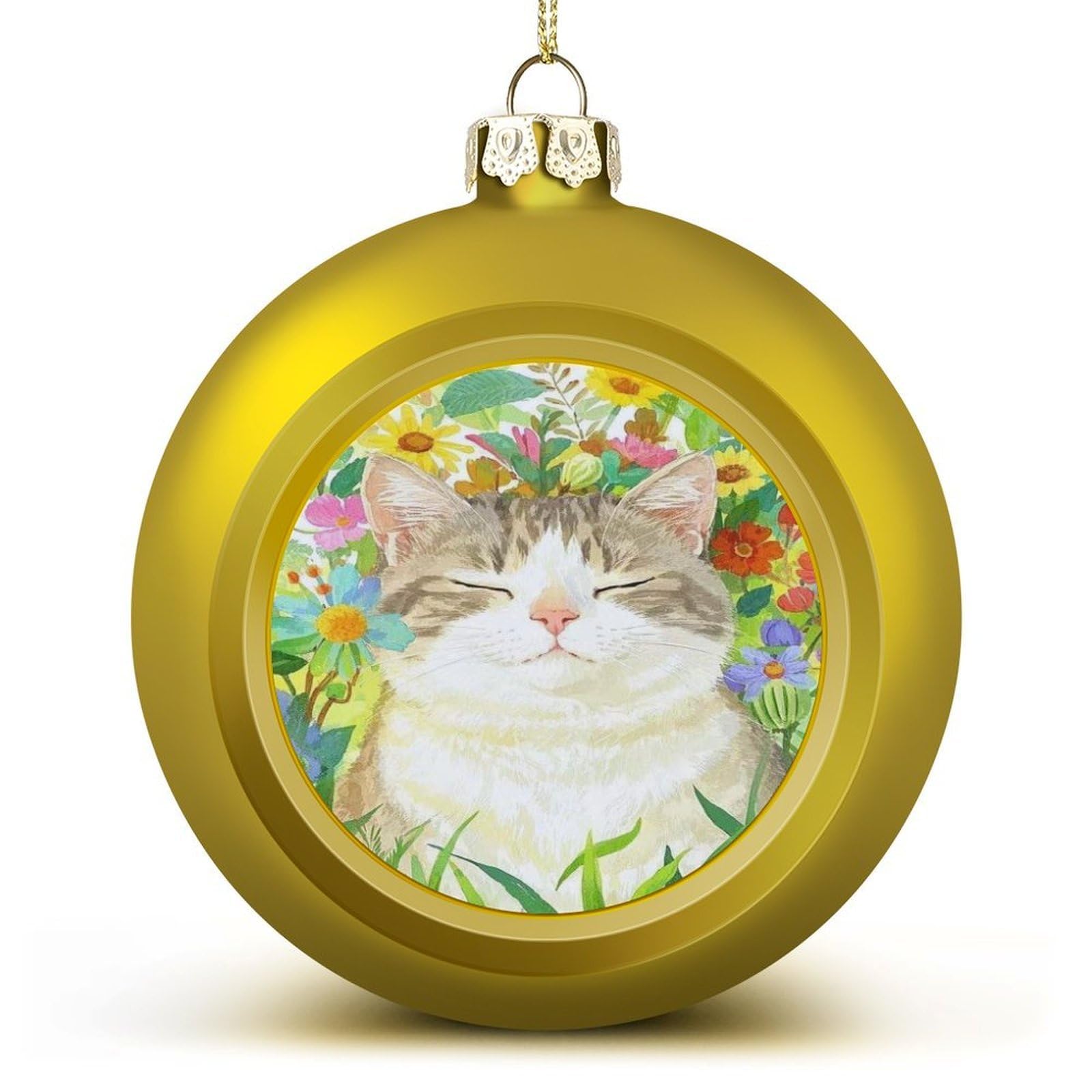 Décoration sapin chaton et fleurs : suspension Noël incassable et douce