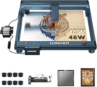 Longer B1 40W Laser Engraver, 48000mW Output Laser Cutter Machine with Auto Air Assist, 440mm*440mm Honeycomb, Y-axis Rotary Roller 360° Rotation with Bracket,8Pcs Laser Engraver Raiser
