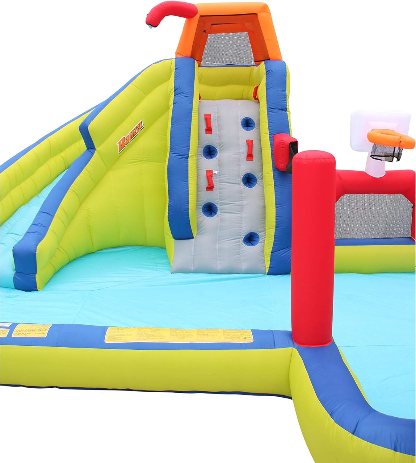Blасk Frіdау - 60% оƒƒ Banzai Aqua Sports 15' x 13' x 8' Kids Inflatable 3-in-1 Backyard Water Slide Splash Park w/ Climbing Wall, Basketball Hoop, Volleyball Court and Pool Uр Tо 40% оƒƒ Banzai Aqua Sports 15' x 13' x 8' Kids Inflatable 3-in-1 Backyard Water Slide Splash Park w/ Climbing Wall, Basketball Hoop, Volleyball Court and Pool