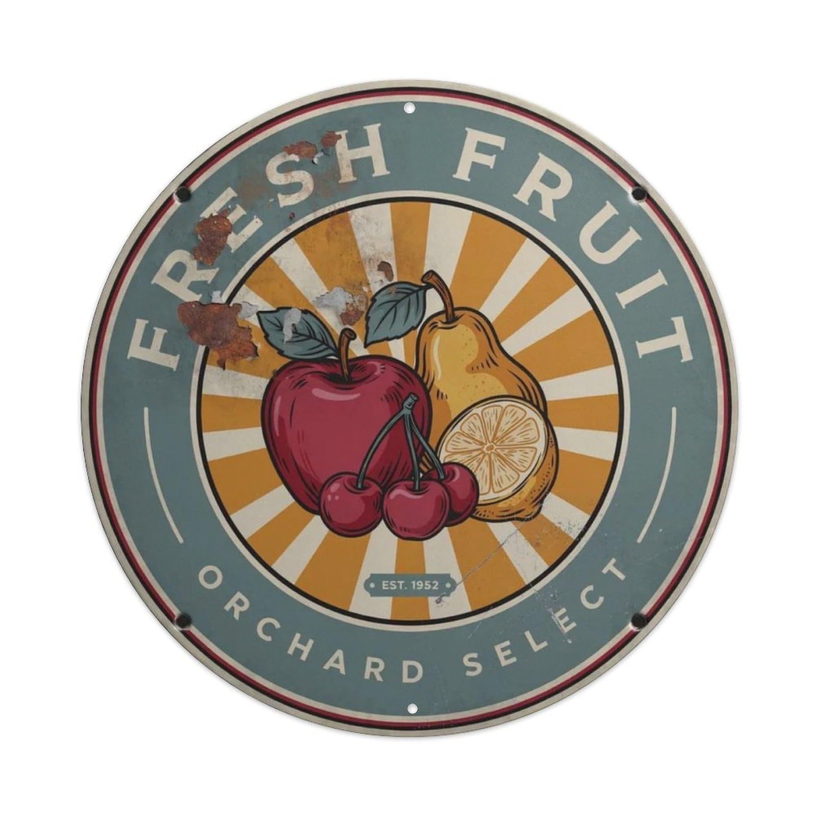 Kitchen-Fruit-Tin Metal Tin Sign Plaque