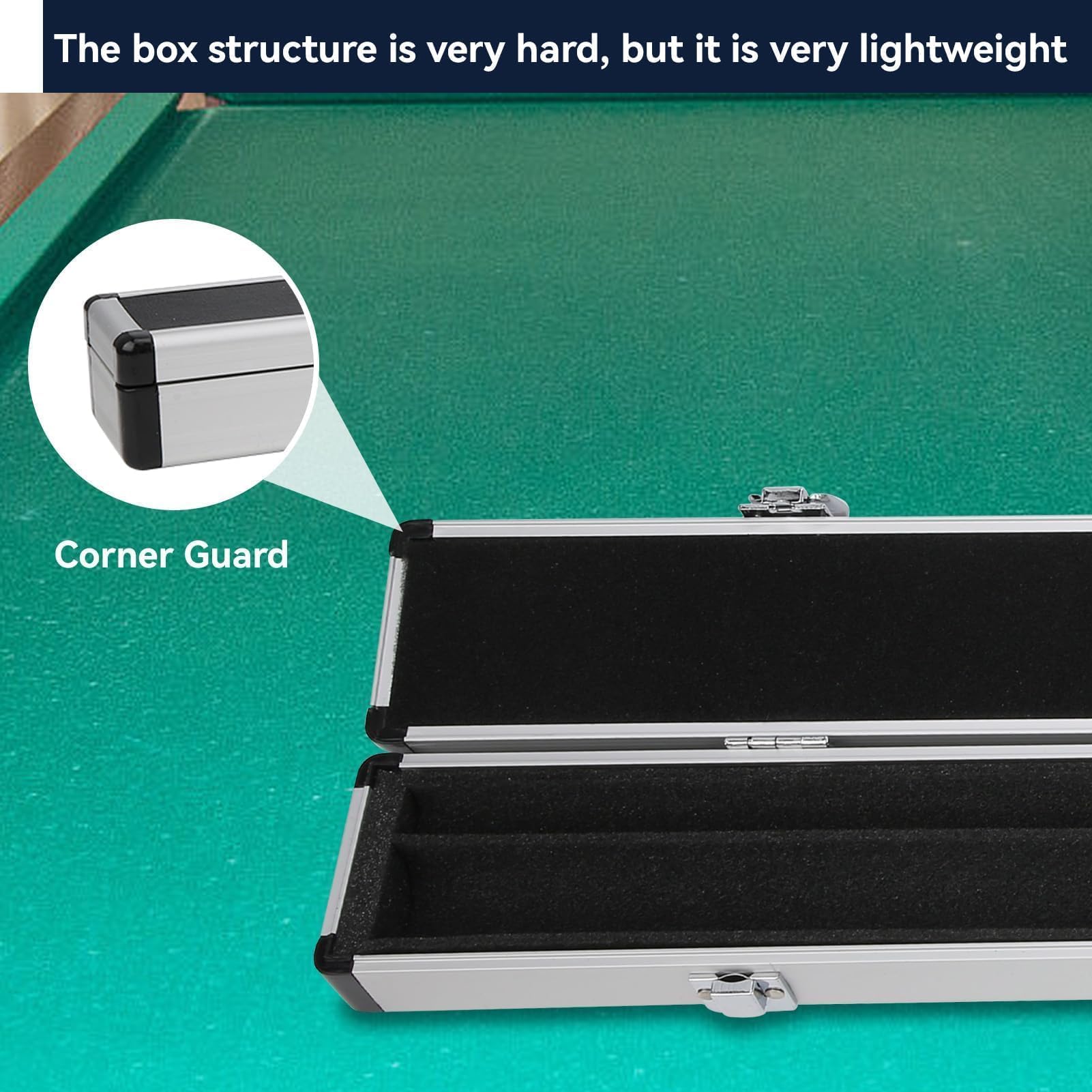 Boîte à Queues De Billard, 1/2 Aluminium Billard Pool Queue Stick Boîte Rigide 31,9 Pouces Étui à Queue De Billard Doublure En Mousse Souple Transportant le Stockage Billard Pool Queue De Billard Supp