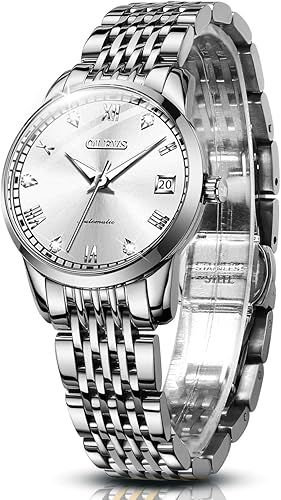 Miniatura 1 de OLEVS Womens Automatic Watches Diamond Stainless Steel Self Winding Ladies Dress Wrist Watches Luminous Waterproof