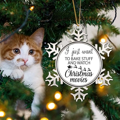 Vista 18 de Adorno de Navidad de metal para hornear, Navidad, copo de nieve, árbol de Navidad, recuerdo, citas divertidas, adorno de Navidad, adorno de Navidad