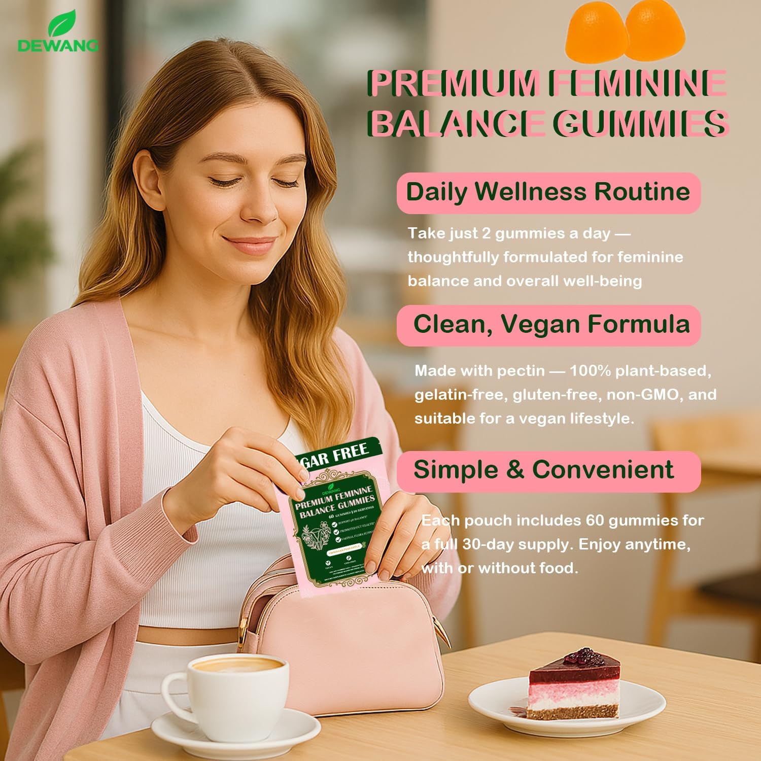 DEWANG Feminine Balance Gummies – Daily pH Balance & Vaginal Health Support, Probiotics for Womens Odor & Confidence Pineapple Flavor Vegan & Sugar-Free (Pineapple) - Image 5