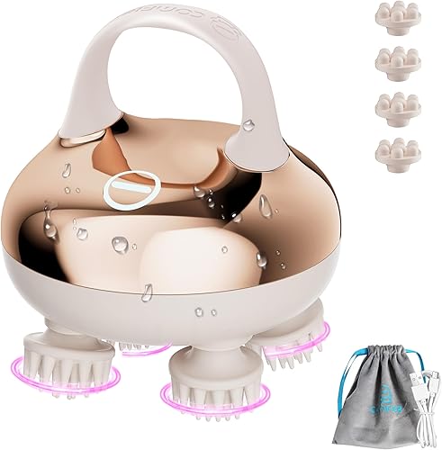 Miniatura 13 de COMFIER Masajeador de cuero cabelludo inalámbrico con 3 modos de amasado, regalos, masaje de cabeza impermeable con 8 garras para limpieza profunda