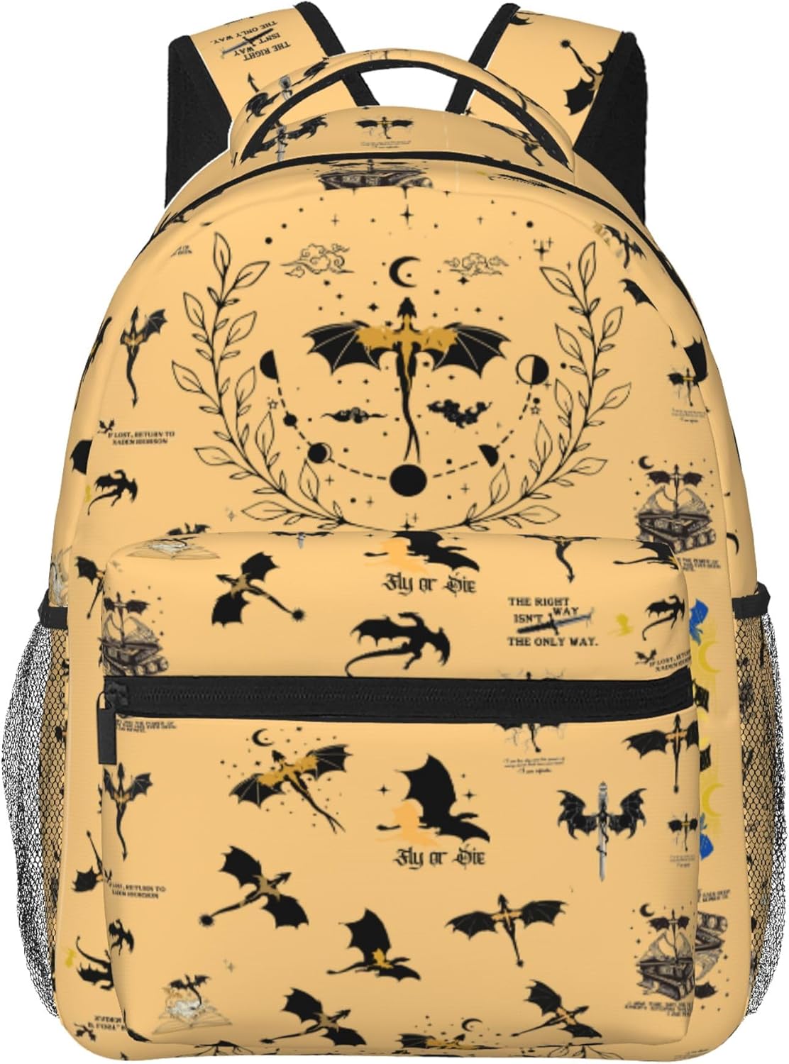 Fourth Backpack Fashion Dragon Wing Bag Casual College Bag Travel Zipper Bookbag Hiking Shoulder Daypack Gift for Book Lovers (Orange)