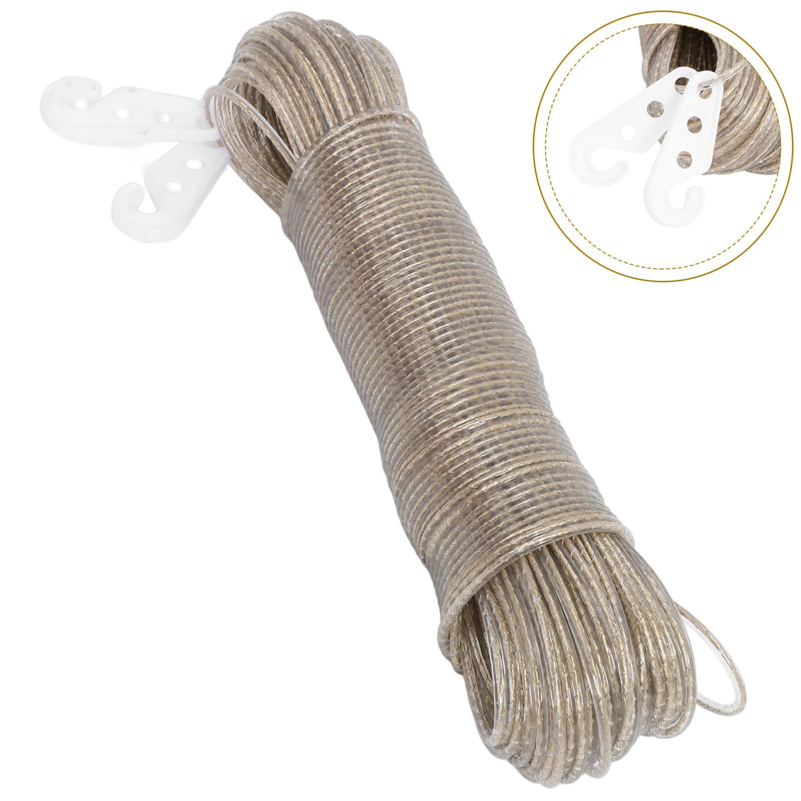 Didiseaon Corda Stendibiancheria Super Resistente 50m Anima in Acciaio Rivestita in Pvc, Design Antiscivolo per Asciugatura in Campeggio e Uso Domestico