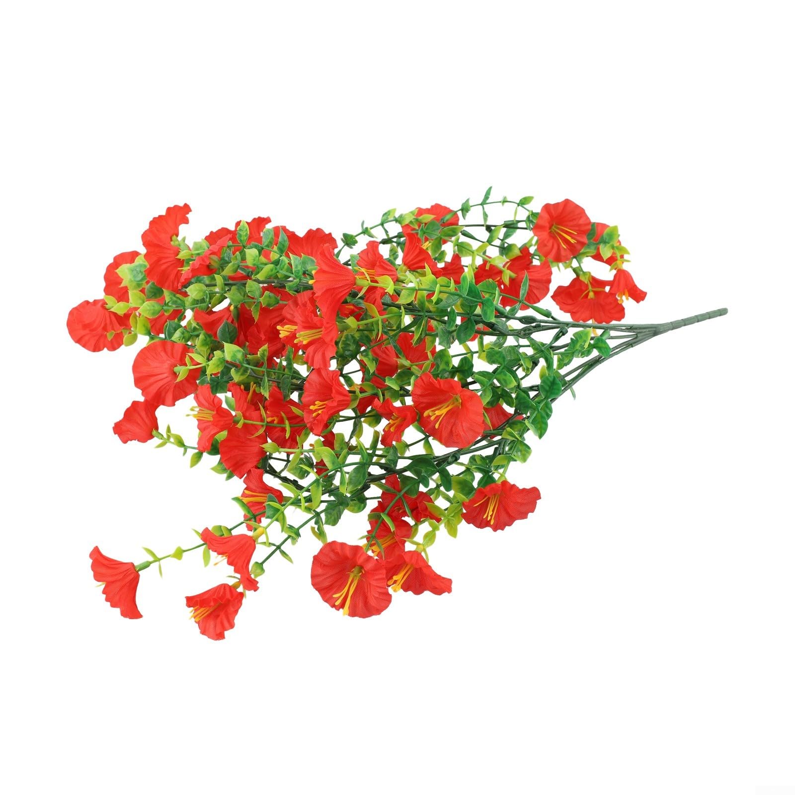 HyeFlora 2 Viti Finte Di Gloria Mattutina Con Fiori Di Seta E Foglie Verdi, Piante Artificiali Da Appendere Per Decorazione Interna/Esterna, UV Resistenti, 49 Cm (Arancione) - 6