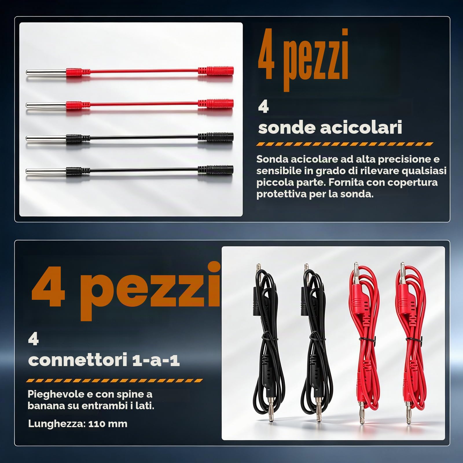 104 Pezzi Puntali Multimetro Set - PARAOUTIL Kit Cavi Prova Automotive con Morsetti a Coccodrillo, Multifunzione Prova Lead Cavo di Prova Set per la Diagnosi e la Riparazione dei Circuiti dei Veicoli