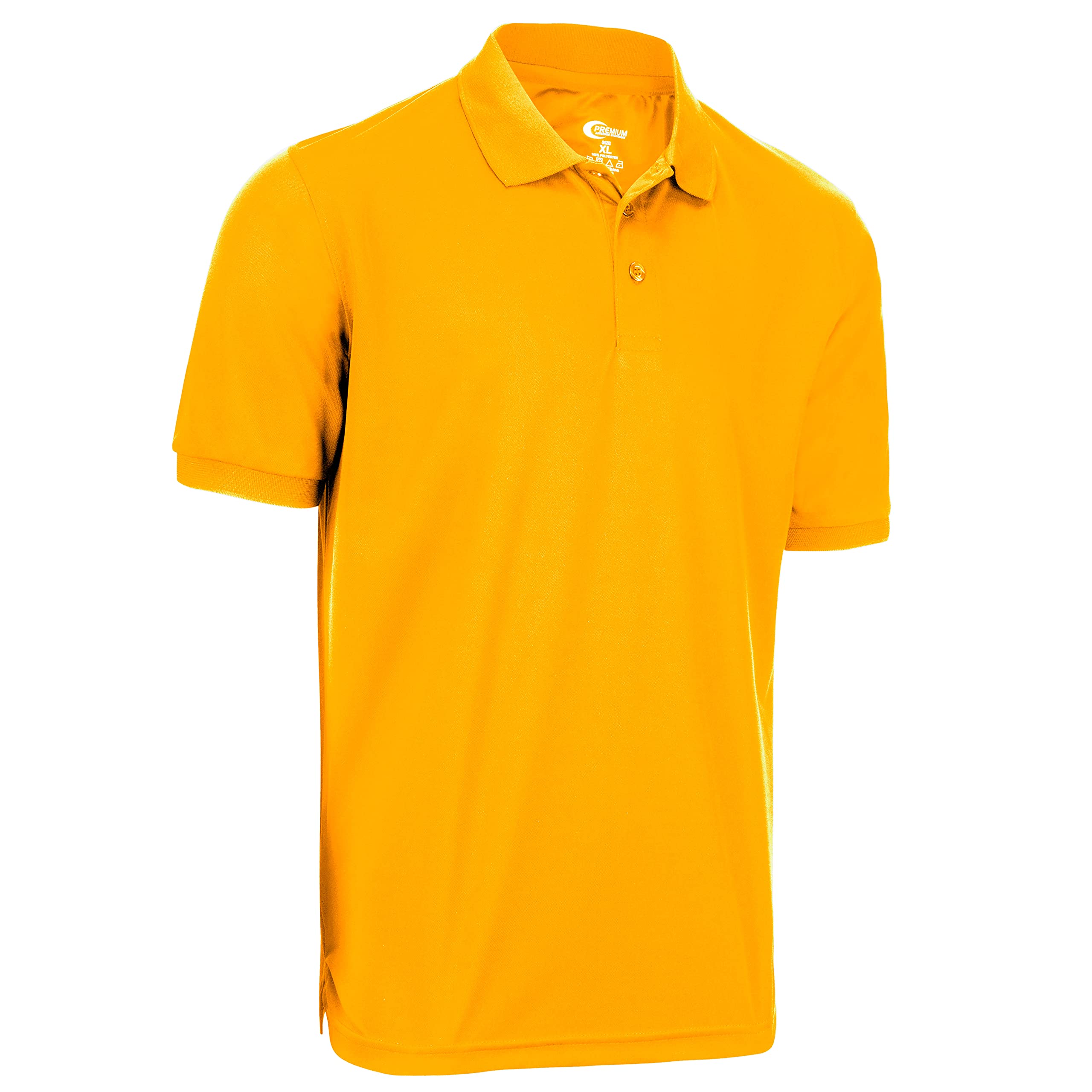Premium Wear Boys High Moisture Wicking Polo T Shirts, Gold, L