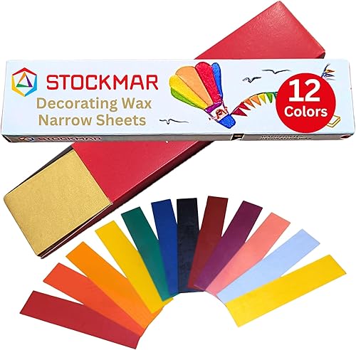Stockmar Hojas decorativas de cera de abejas, 12 colores surtidos para decoración de velas, proyectos de manualidades, modelado de cera,