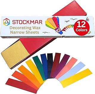 Decorating Beeswax Narrow Sheets - Box of 12 Assorted Color Sheets of Modeling Beeswax for Candle Making Kit, DIY Crafts for Adults, Stocking Stuffers for Kids, Teens at Home Or School
