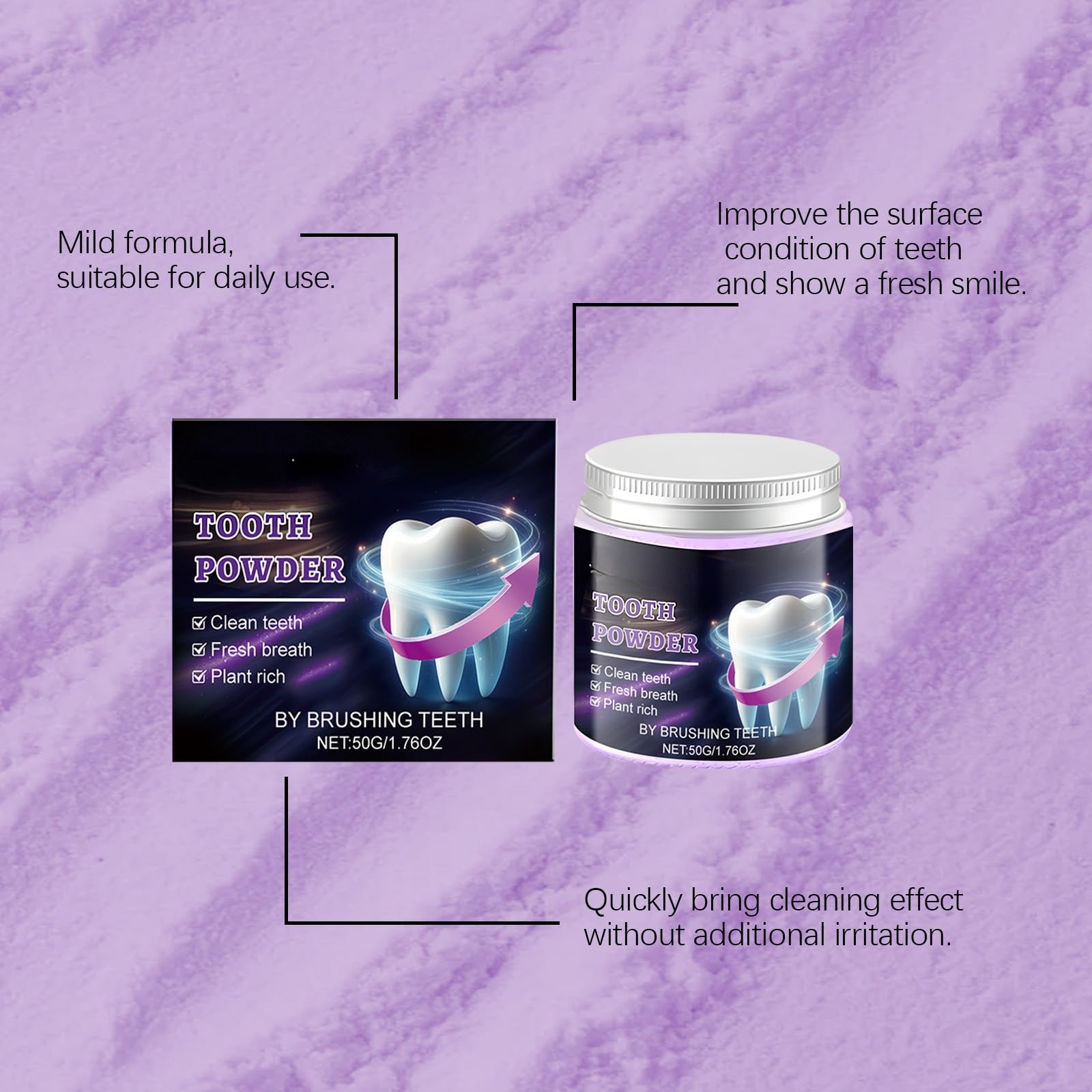 Gearvix Advanced Polvere Sbiancante per Denti, Dentifricio Sbiancante, Polvere Dentifricia Minerale Naturale, Aumenta lo Sbiancamento Naturale dei Denti e Dona un Alito Fresco a Lunga Durata,2PCS