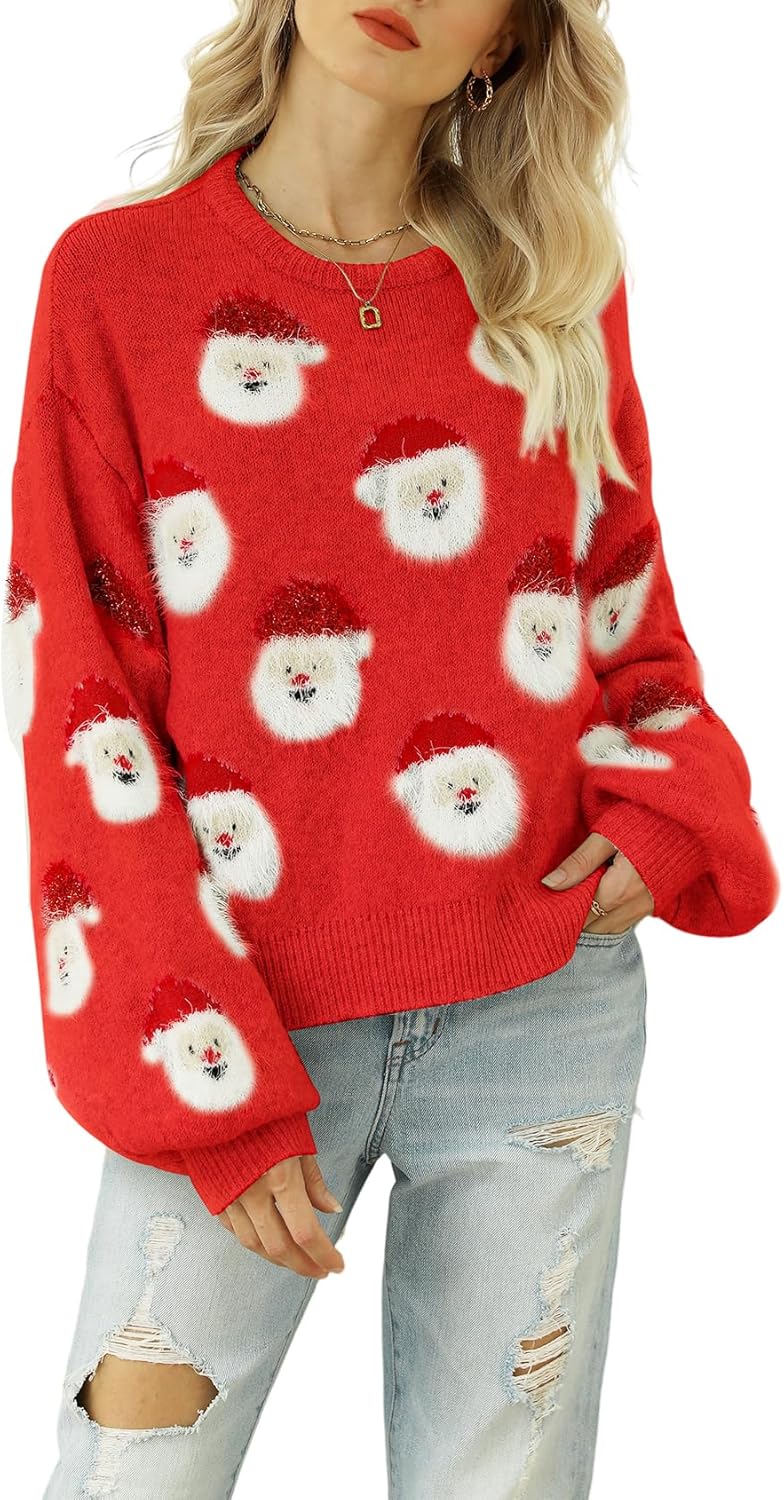 Women Santa sweater knitted pullover
