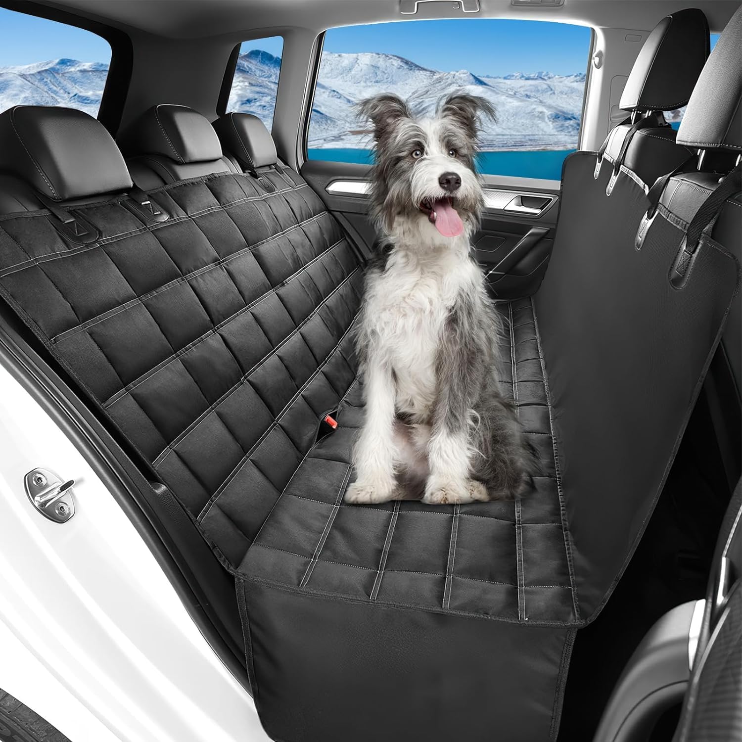 Funda Perros Coche, Cubre Asientos Coche Perro Resistente Al Agua y Muy Duradero, Antiarañazos, Antipelusas y Fácil De Limpiar (135 x 148 Cm Negro)