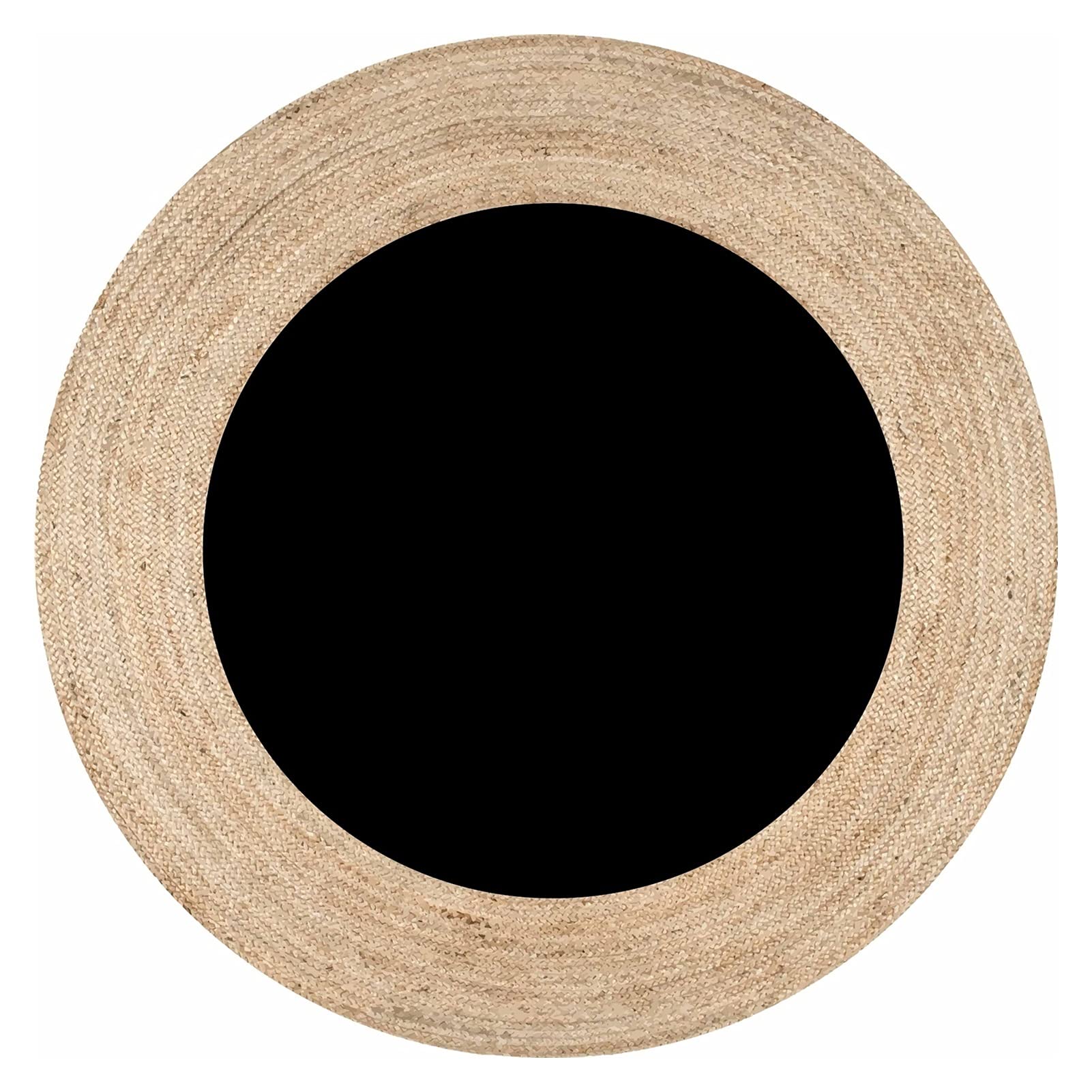 Tapis de sol rond en sisal noir facile à nettoyer pour salon