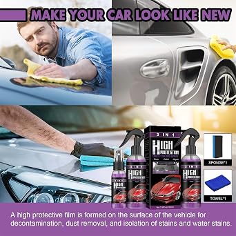 Turbo Shine Nexa, 5 Bottles High Protection 3 In 1 Spray, Extremely Hydrophobic-100% Waterless Wash Can Remove Minor Scratches (5Sets,100ML)